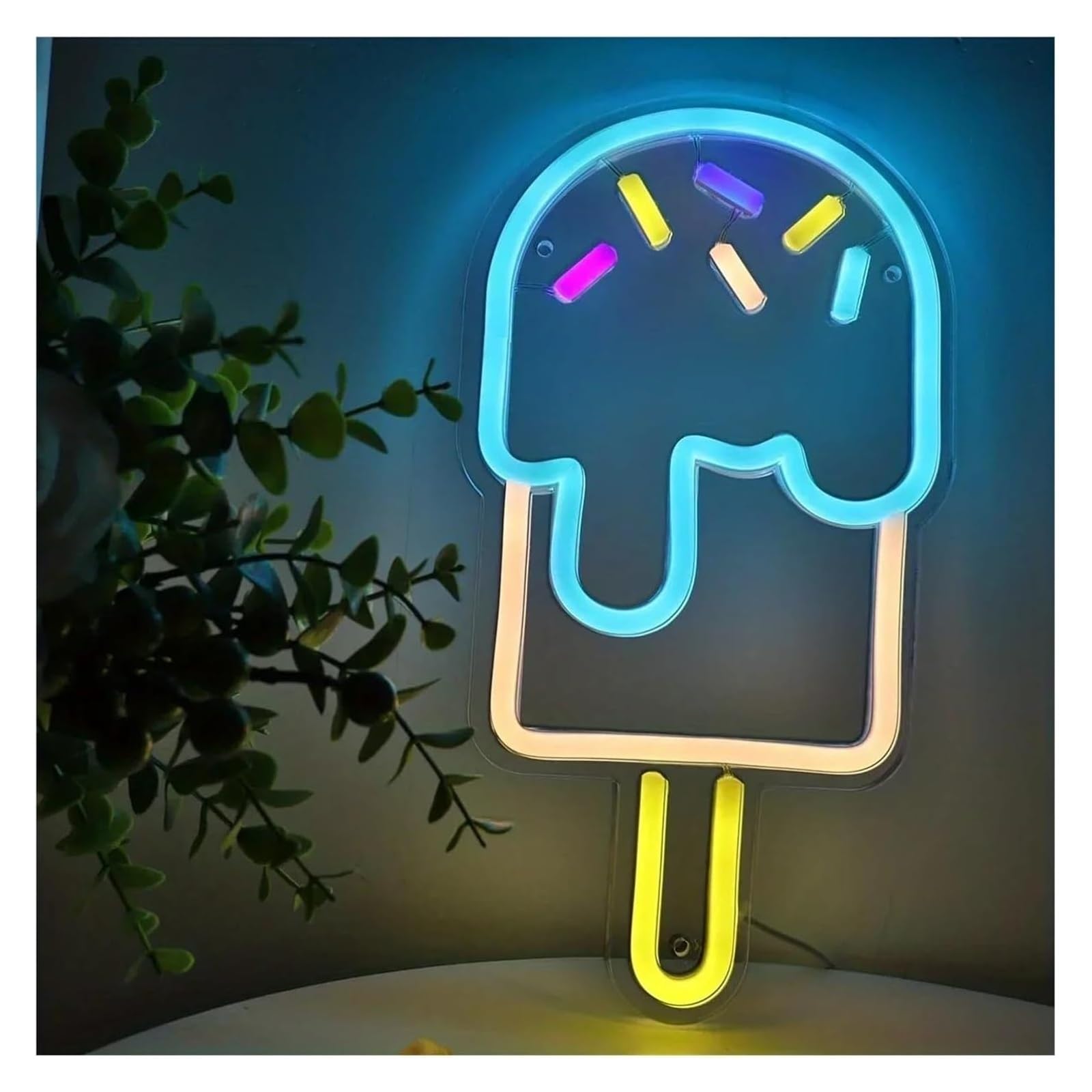 Lampada a LED per insegne a ghiacciolo con decorazione luminosa al neon per bambini ragazze feste negozi arte sospesa