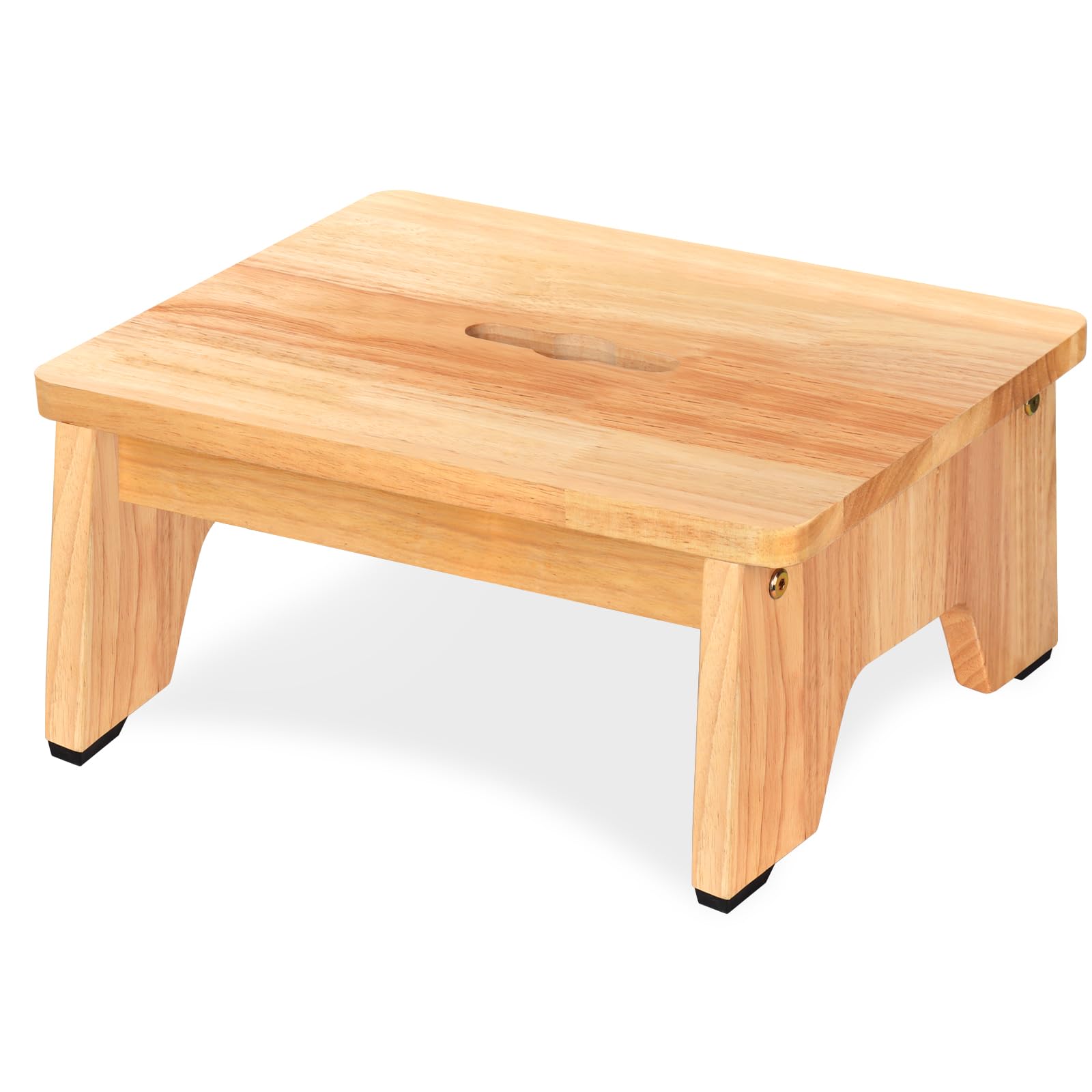 One Step Stool for Adults Seniors, 6.5" Heavy Duty Wooden Stepping Stools with 550 LBS Capacity for Bedroom Kitchen Bathroom, Bed Steps for High Beds, Bedside Support