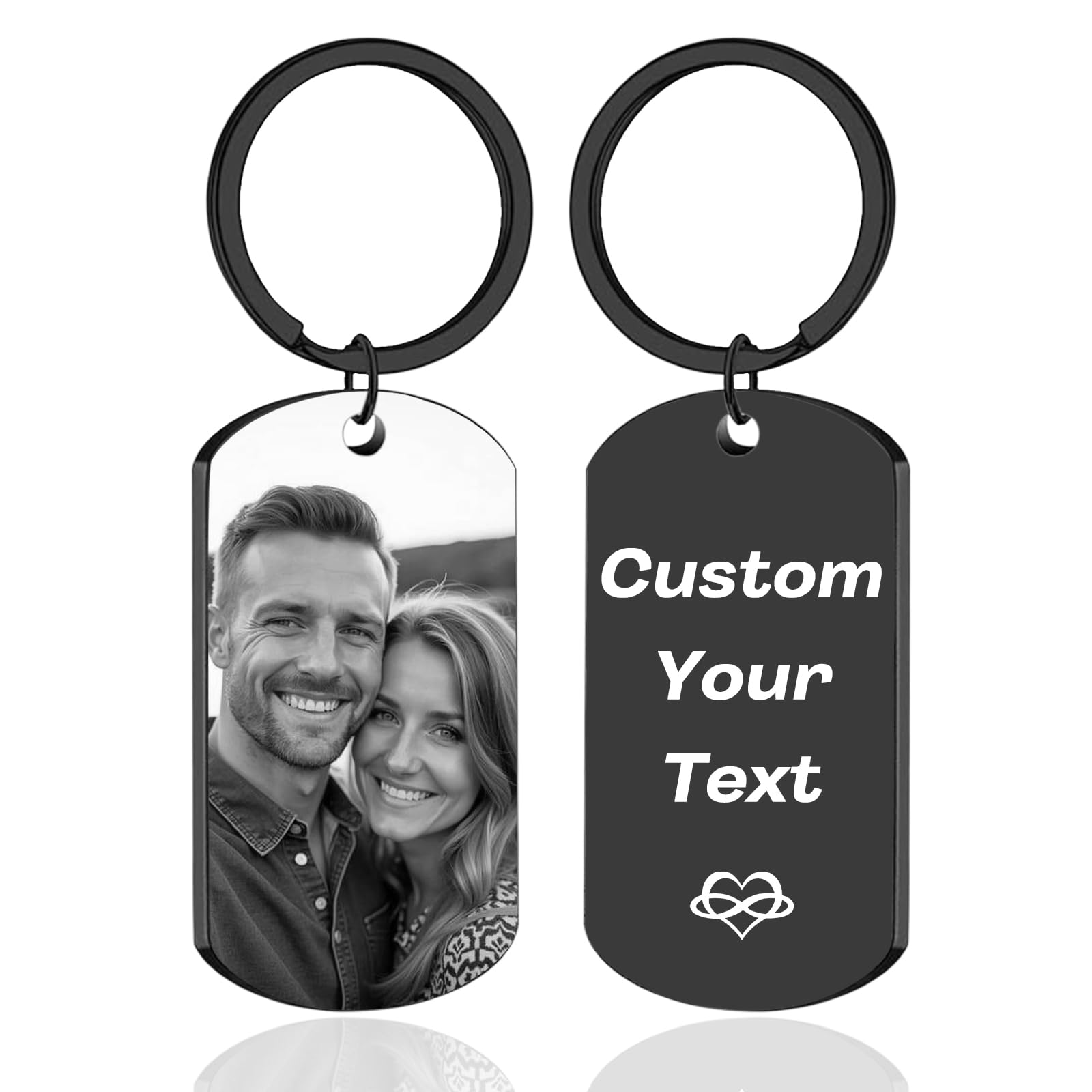 Fkf Unisex Photo Keyring Personalized Keyring With Picture Custom Engraving Text S Anniversary Memorial Keychain Gifts For Him Men Boyfriend Dad (Photo Keyring)