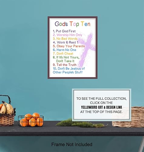 Vista 15 de The Ten Commandments - 8x10 Christian Religious Scripture, Bible Verse Wall Art - Kids Wall Decor, Bedroom Decor, Kids Art - Gift For Child, Boys