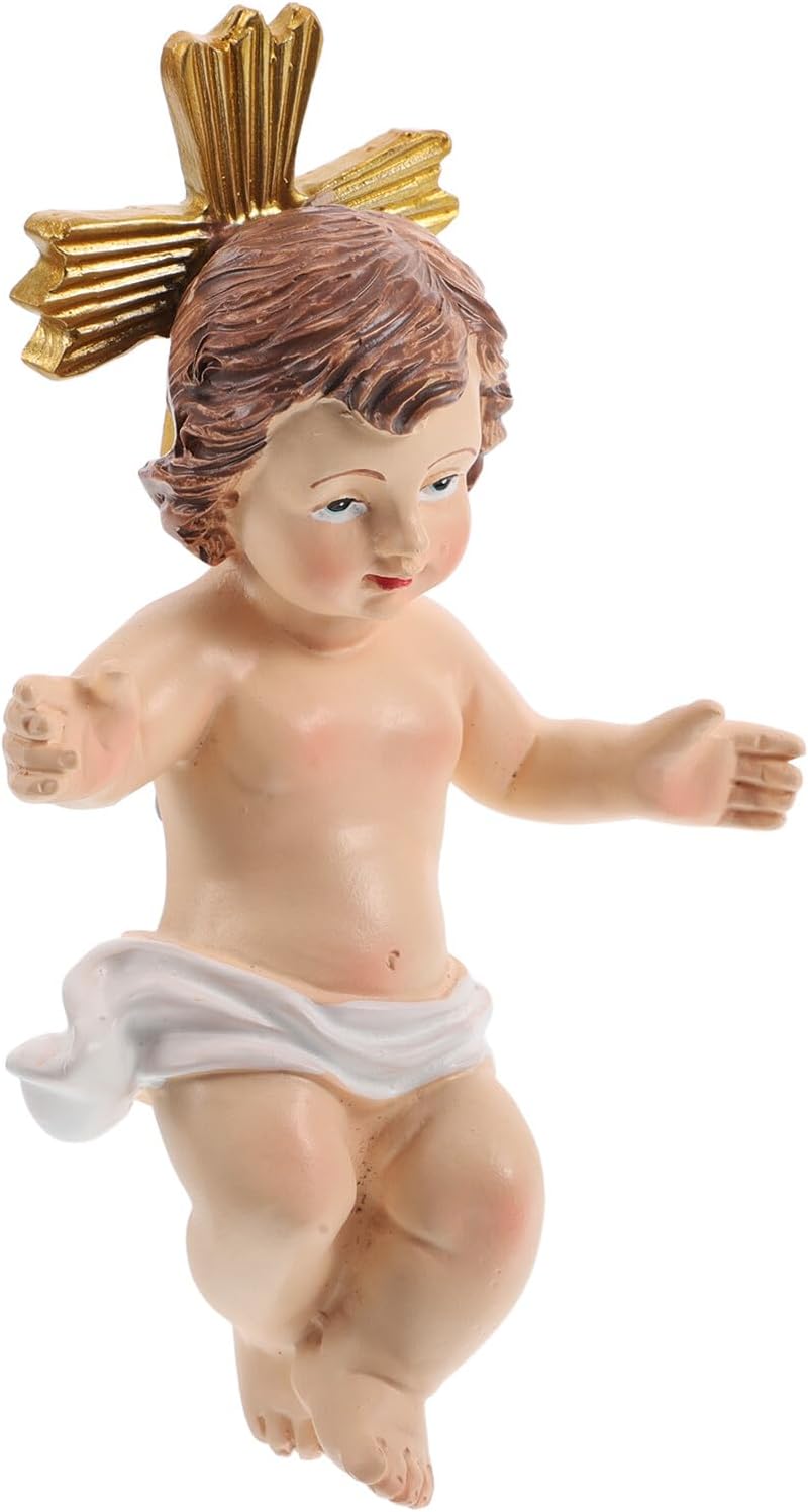 Jesus Resin Figurine Religious Statue Table Ornament for Home Office Desktop Nativity Scene Decoration