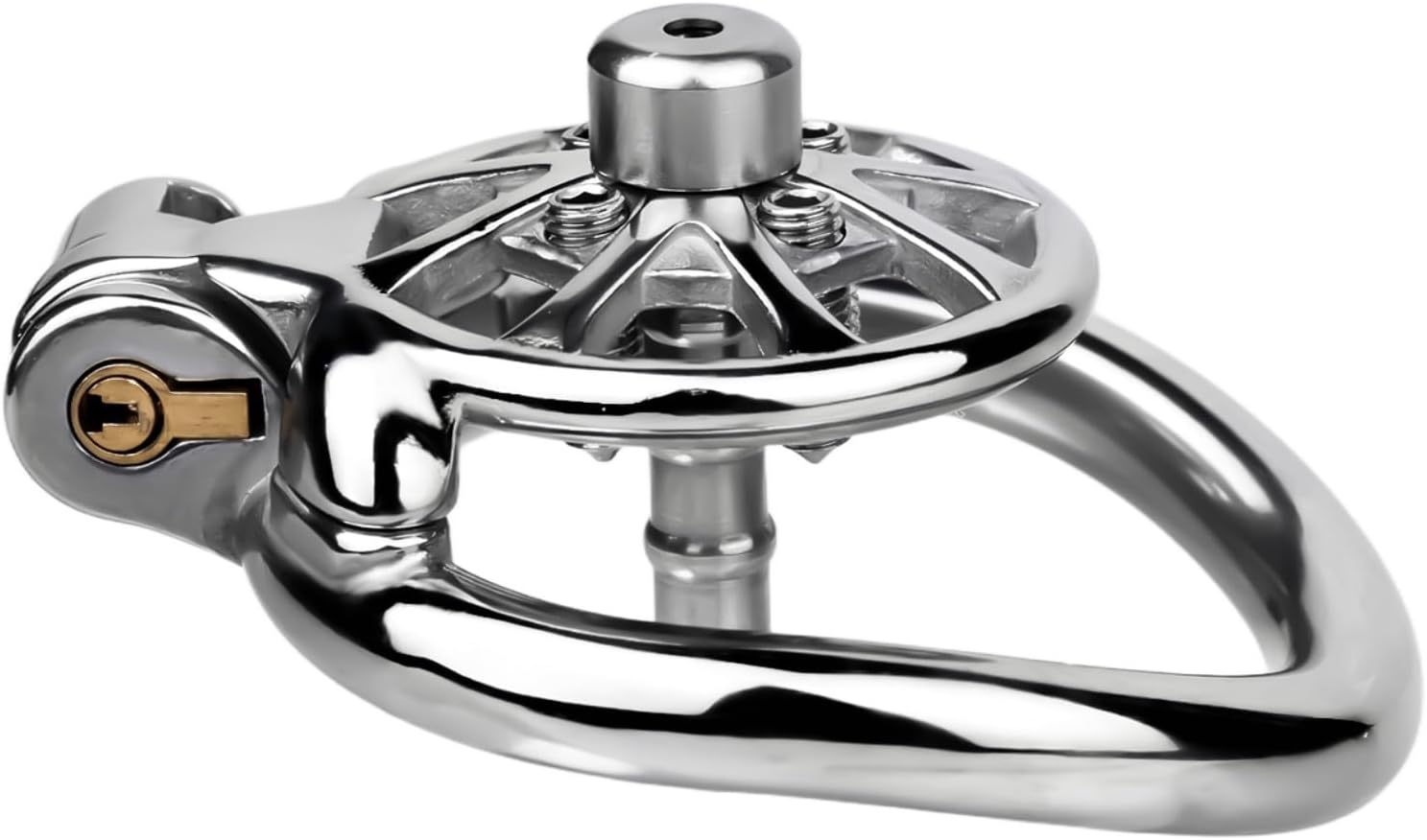 Short Metal Chastity Cage with Urethral Tube - Stainless Steel Chastity Device Lock Male Cock Cage Penis Lock Bondage Device Adult Men Sex Toy (1.77IN Ring)