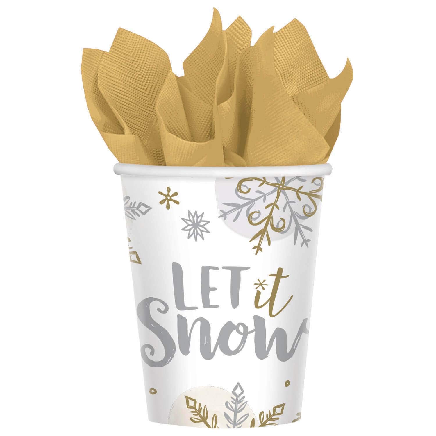 amscan 582174 'Let It Snow' papierowe kubki - 266 ml 7,62 cm gł. x 8,89 cm wys. - 8 szt