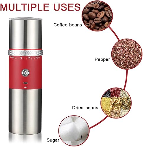 Molinillo de café eléctrico, rebaba cónica, portátil, recargable, cafetera, de viaje, con molinillo de acero inoxidable, máquina de café expreso en
