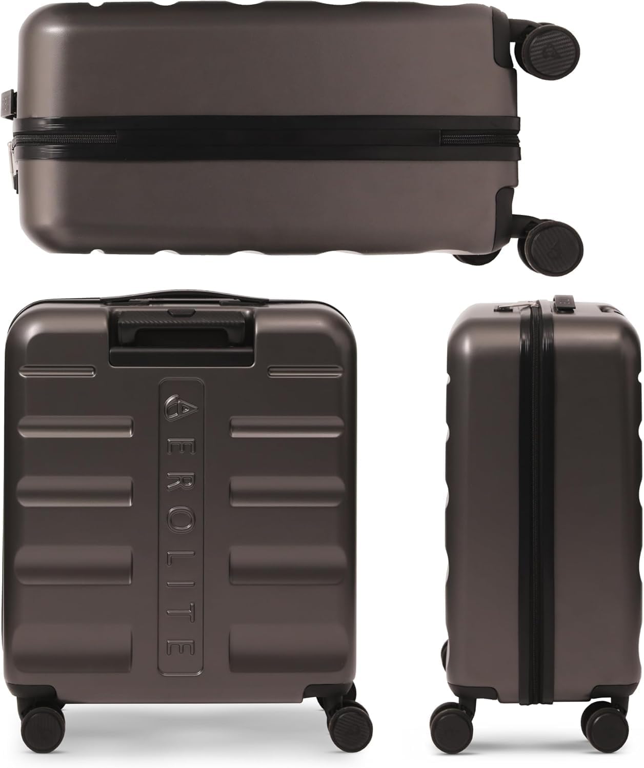 Aerolite 56x45x25cm Easyjet / British Airways / Jet2 Höchstbetrag 4 Rad Handgepäck Leichtgewicht Hartschale Bordgepäck Kabinentrolley Reisekoffer Trolley Koffer 56x45x25 (Kohlegrau)