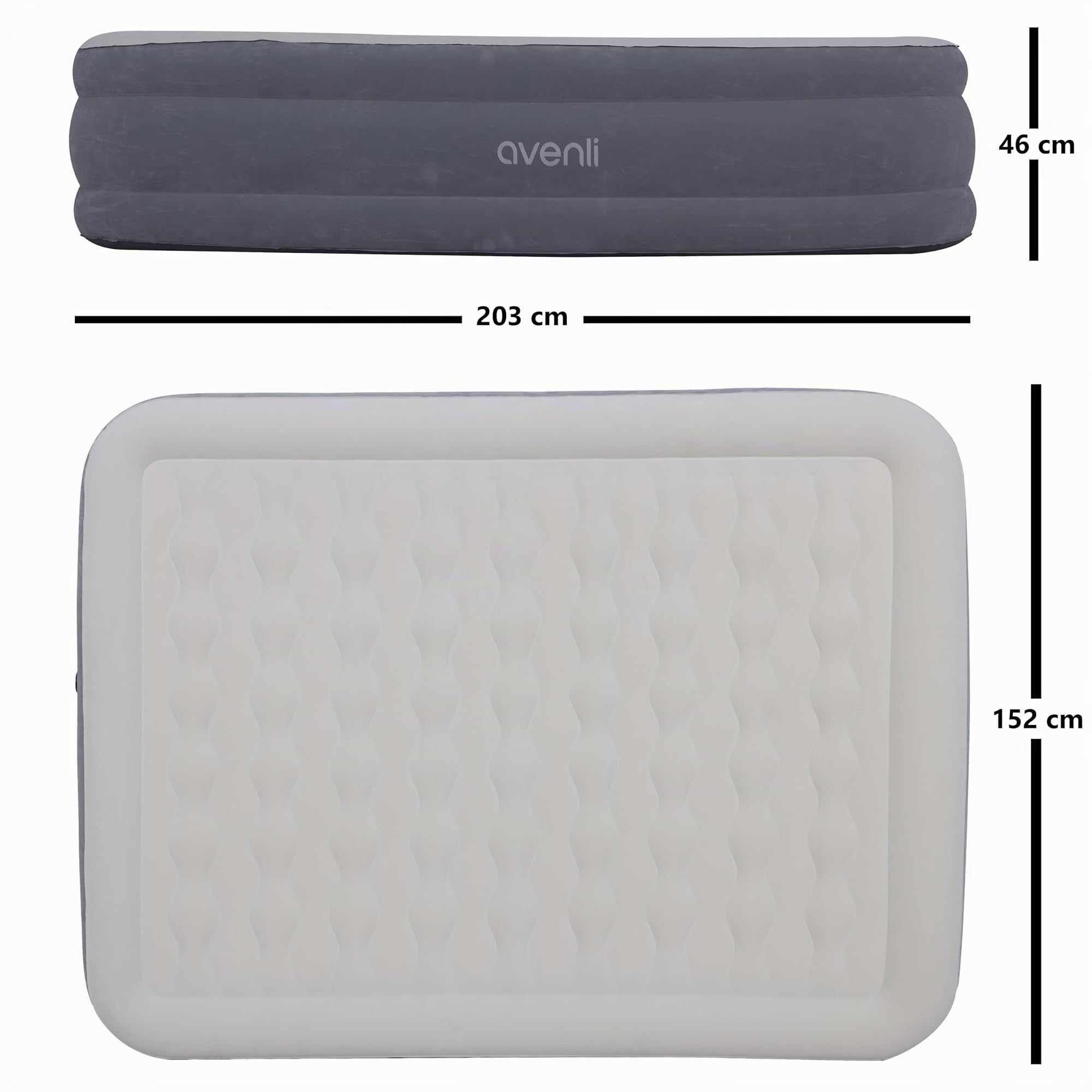 AVENLI Luftmatratze Luftbett selbstaufblasend für 2 Personen 203x152x46cm aufblasbare Matratze Gästebett mit integrierter Pumpe extra hohe Liegefläche beflockte Oberfläche für Camping & Zuhause