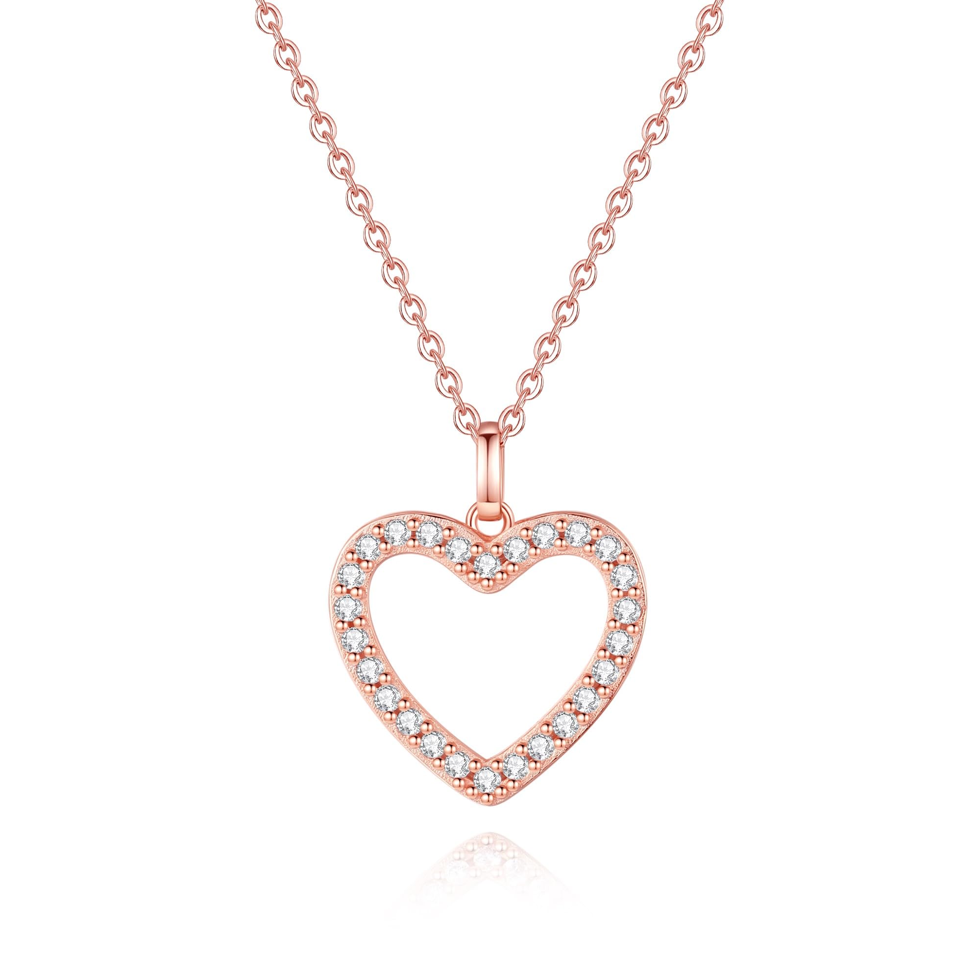 GAVU Collar Mujer con Colgante Corazón Collar Dorado Mujer Collar Plata Mujer Collar Corazón Plata/Oro/Oro Rosa