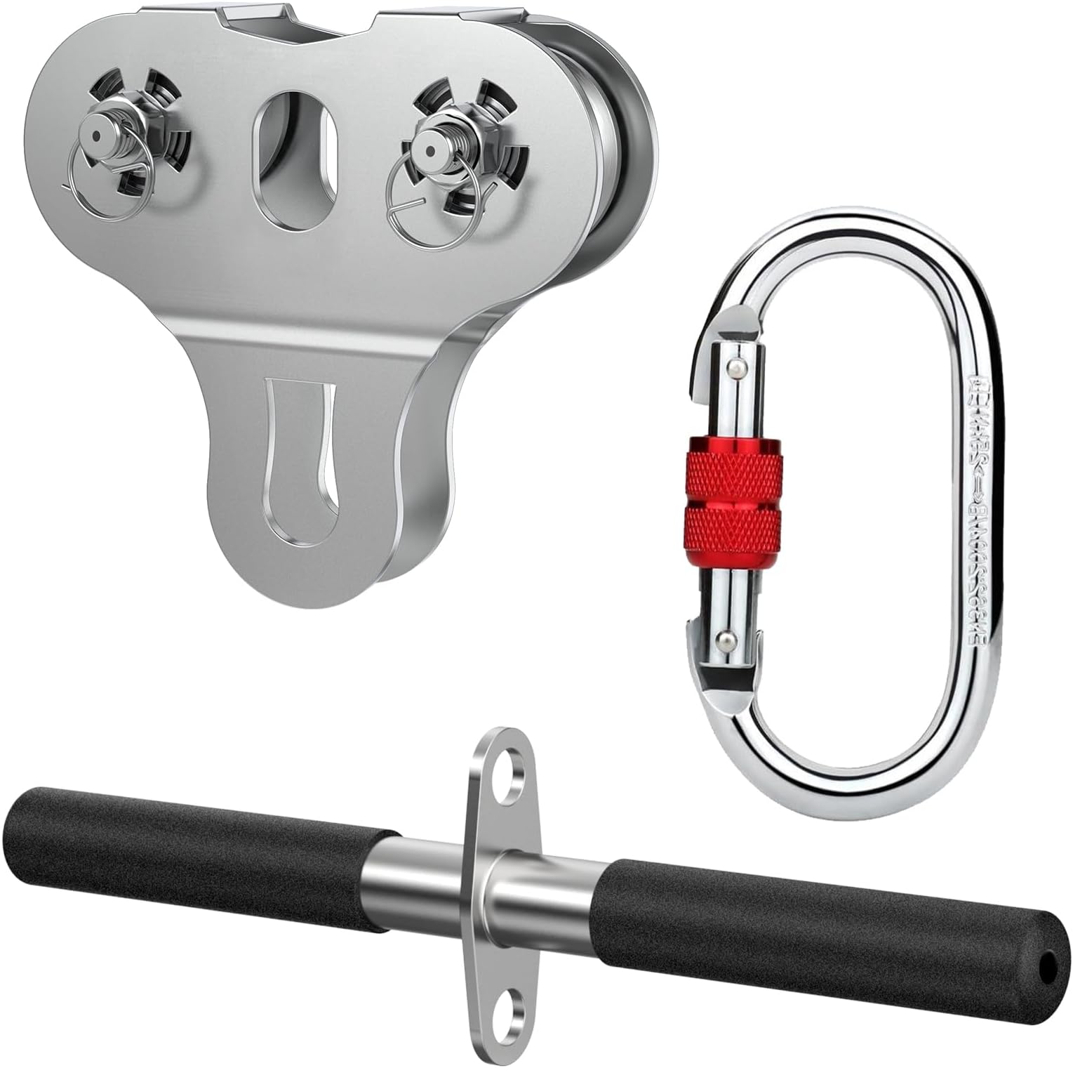 Fologtoo Zipline Pulley Heavy Duty 304 Stainless Steel Zip Line Trolley with Handle for 1/4" to 3/8" Cable Tandem Speed Double Pulley for Backyard Zipline, Transportation, Rigging, Commercial
