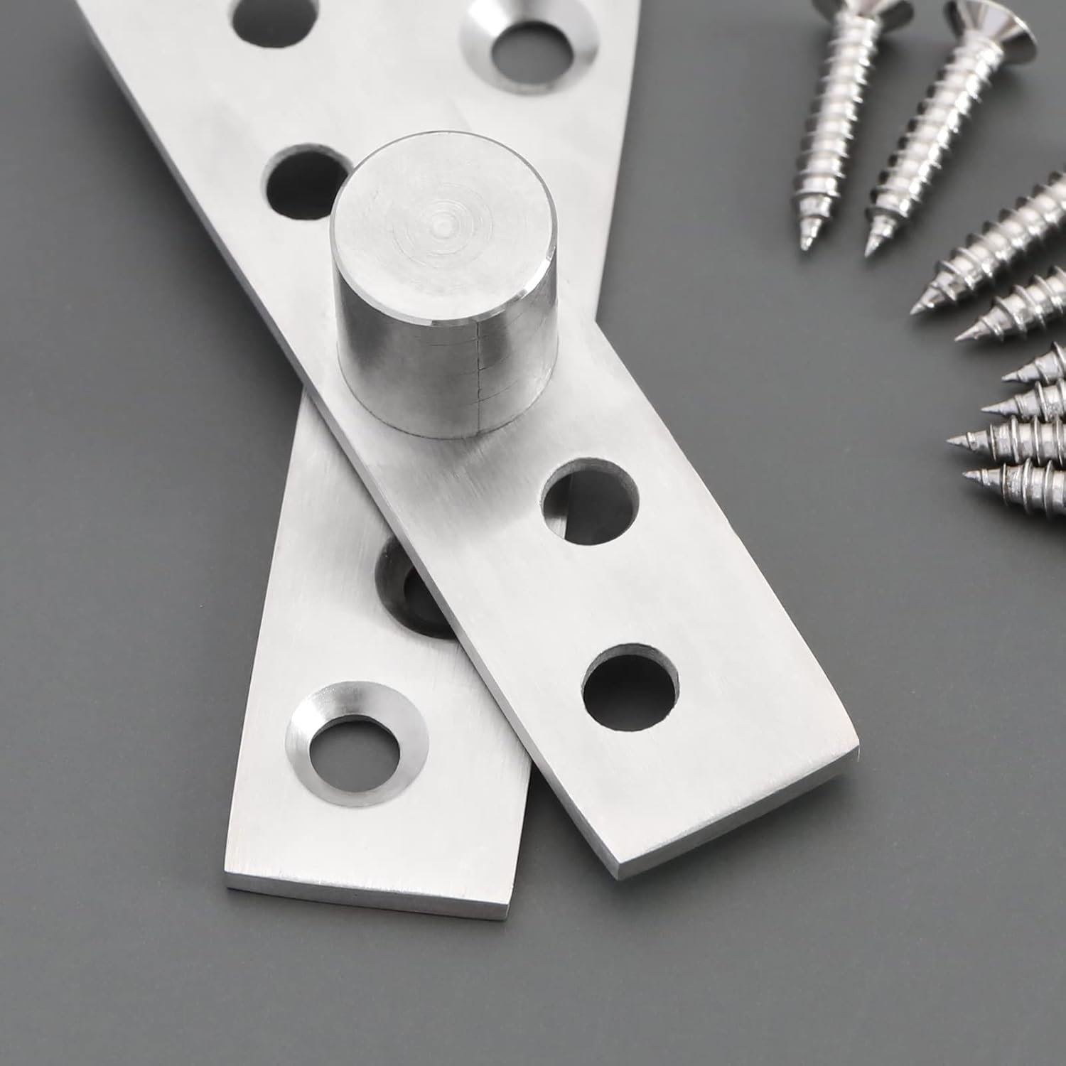 Create idea 8Pcs 360 Degree Door Pivot Hinge Center Pivot Hinges with Fixing Screws Stainless Steel 360 Degree Rotation Hidden Door Pivot Hinges for Swinging Doors Cabinet Doors