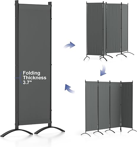 Miniatura 5 de Morngardo Divisor de habitación mejorado, pantallas de privacidad plegables con 4 paneles divisores de pared de 88 pulgadas, separadores portátiles