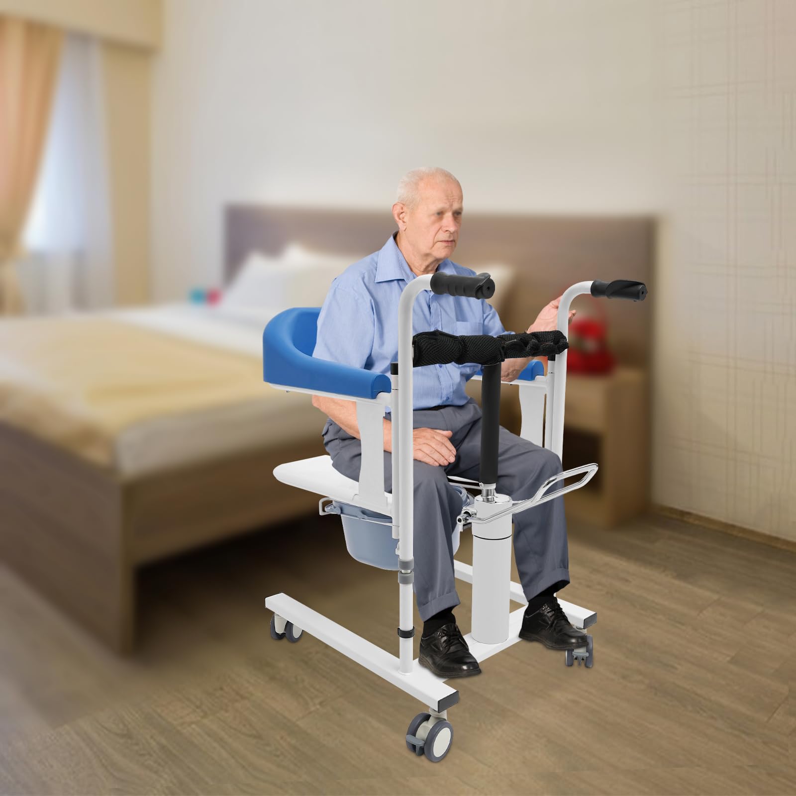 Sedia a rotelle idraulica, ascensore paziente sedia a rotelle per anziani, 4 ruote freni, apertura e chiusura a 180°, per famiglie, case di cura e ospedali