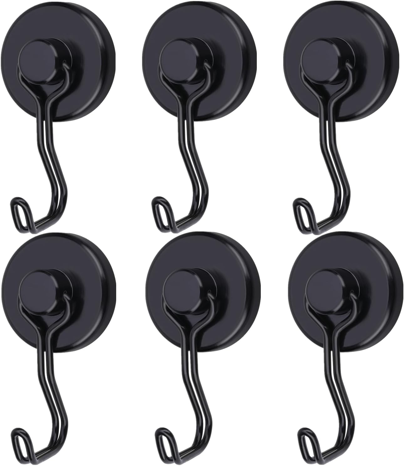 Black Magnetic Utility Hooks – 30Lbs Heavy Duty Neodymium Rare Earth Magnet Hooks