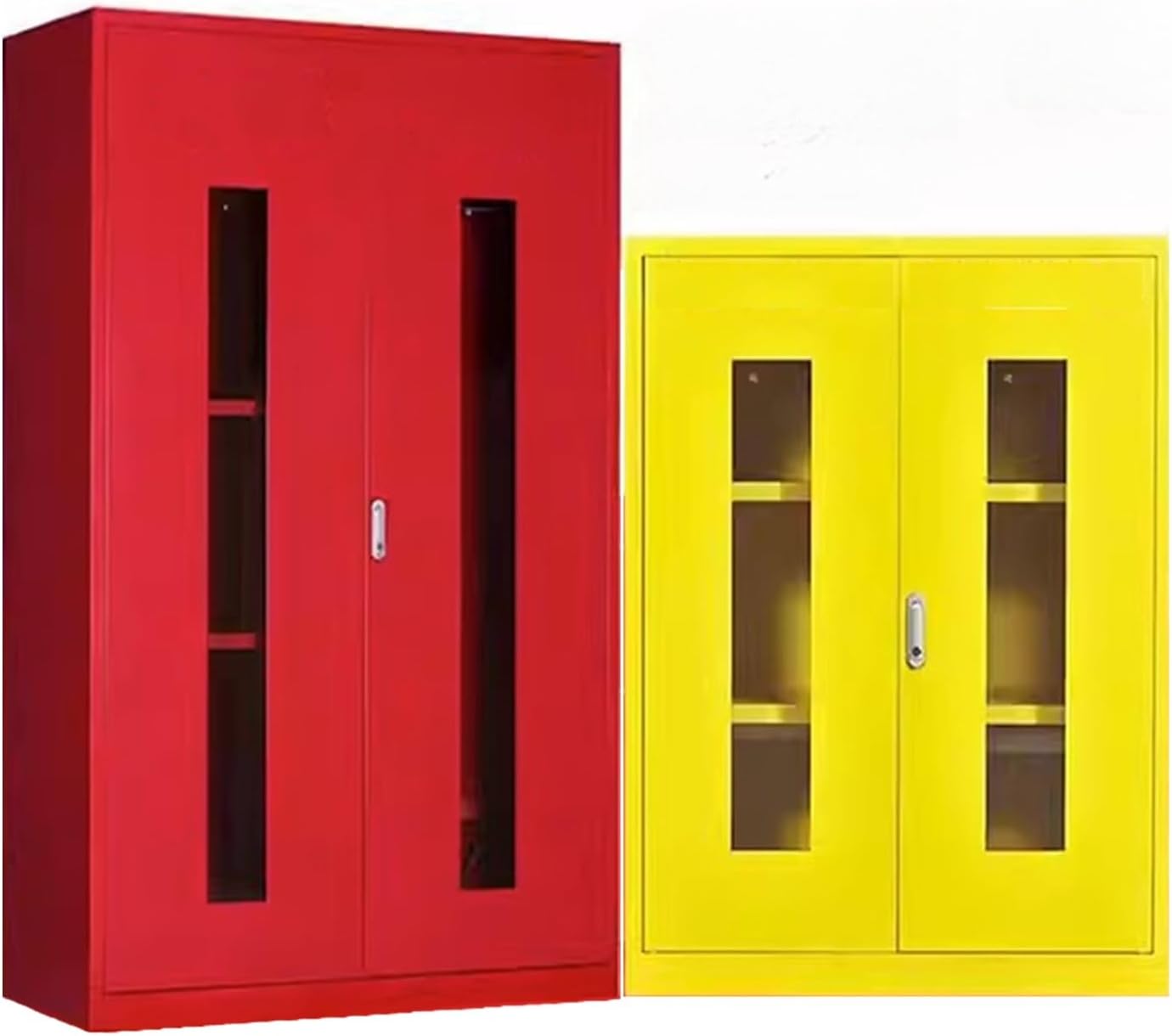Steel Fire Extinguisher Storage Fire Extinguisher Box Powdercoat Finish Floor-Standing Weaterproof Cabinet Visible Fire Safety Cabinet Storage(Vermelho,75x26x82 cm)