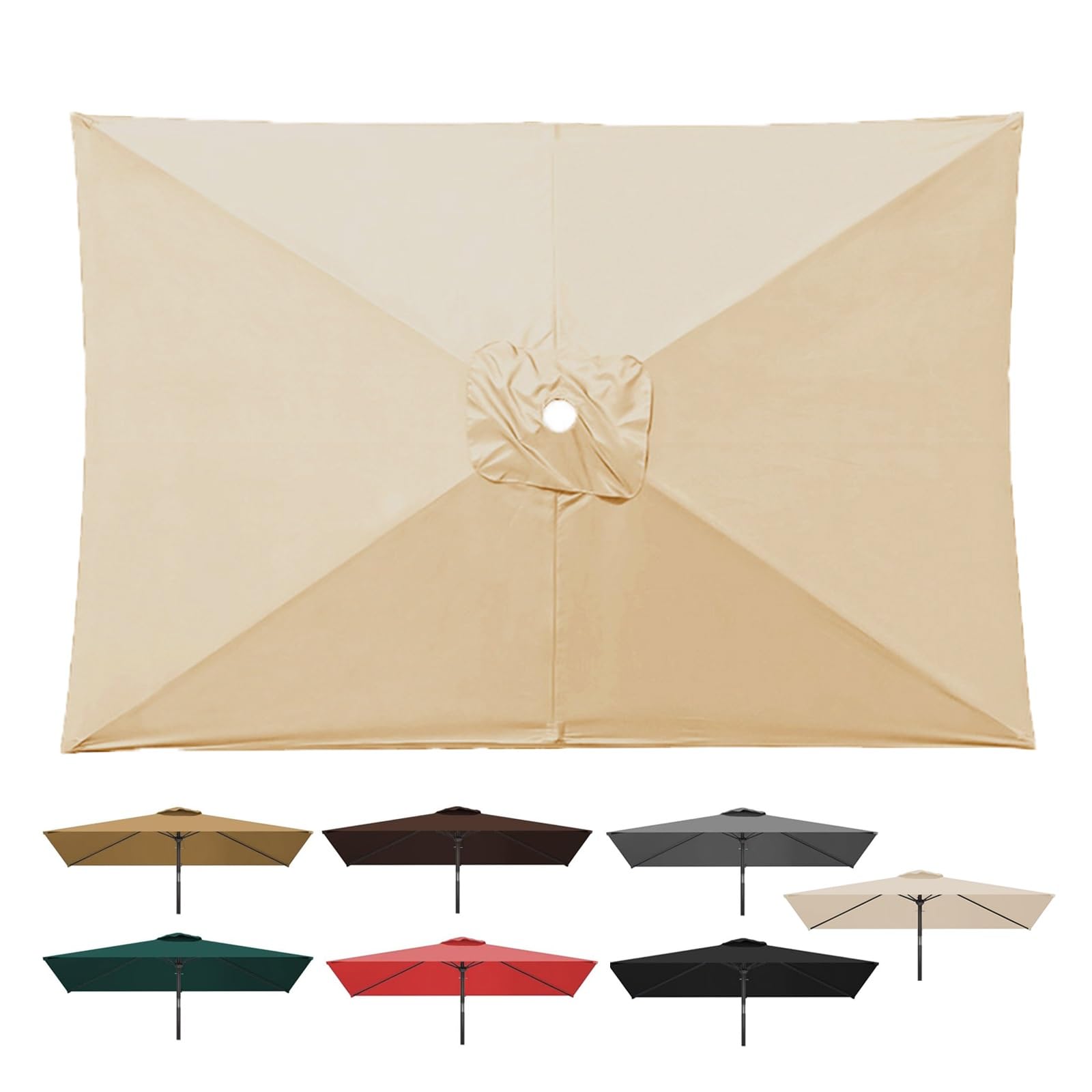 ESOYAWE 2x3m Auvent Housse De Rechange Pour Parasol Terrasse 6 Baleines, Rechange Toile De Parasol Jardin, Rectangulaire, Dessus De Parapluie Protection UV 50+, Tissus Pare-soleil Imperméable