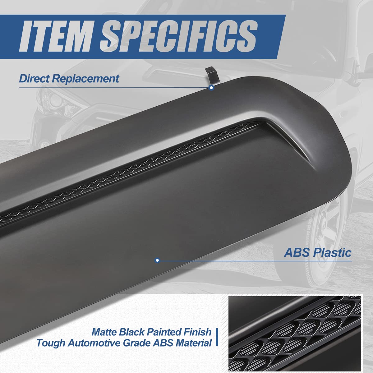 Auto Dynasty Factory Style Sport Hood Scoop Bulge Insert Kit Compatible with Toyota 4Runner Tacoma 10-24, Matte Black