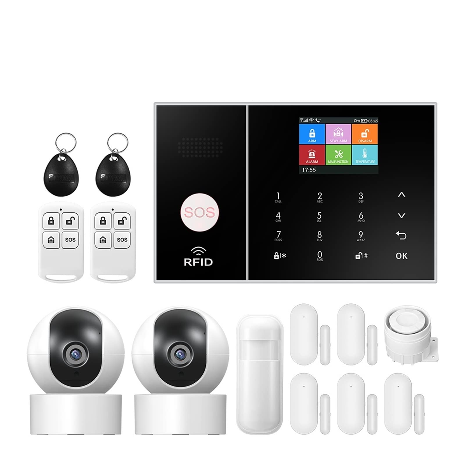 CUDTAPI Alarm System For Home GSM Security Host With Door And Motion Sensor Tuya App Control Work(A)