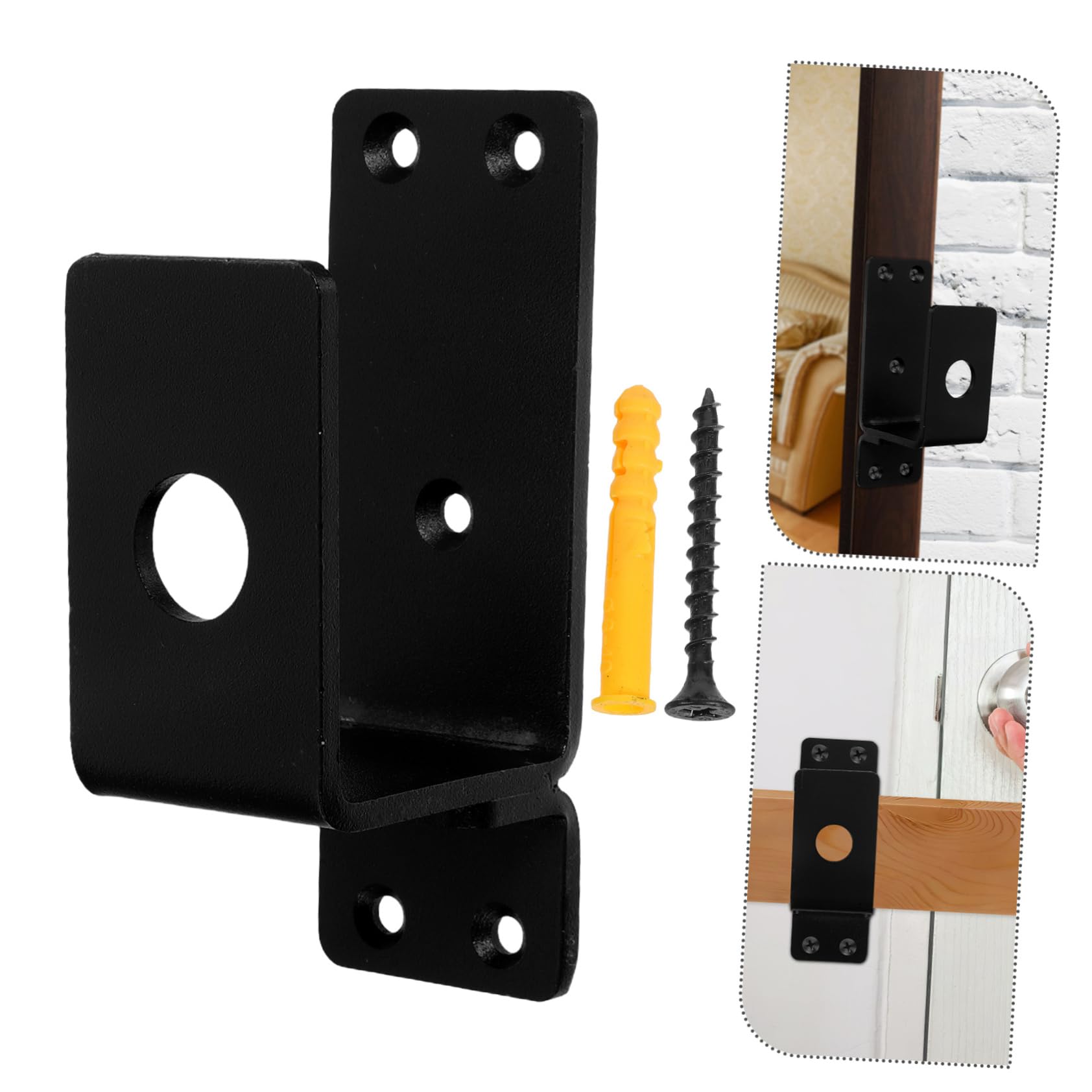 Support de Barre de Porte Robuste en Acier au Carbone, Modèle en U, pour Sécurité Renforcée la Maison Appartement