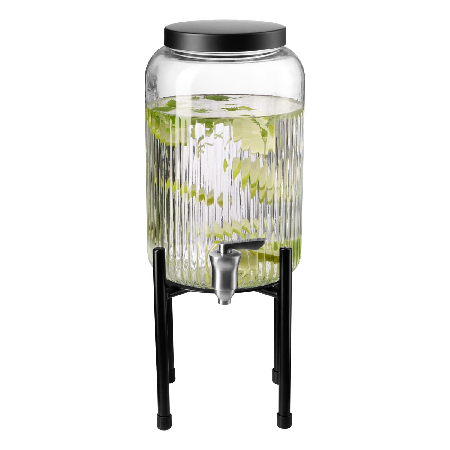 APS 10452 - Dispensador de bebidas industrial (diámetro de 16 cm, altura: 40 cm, 3,8 L, estructura y tapa de acero inoxidable), color negro