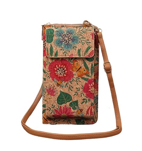 aolaso Cork Handytasche zum Umhängen Damen, Kleine Schultertasche Handytasche zum Umhängen mit Kartenfächer Crossbody mit Schultergurt