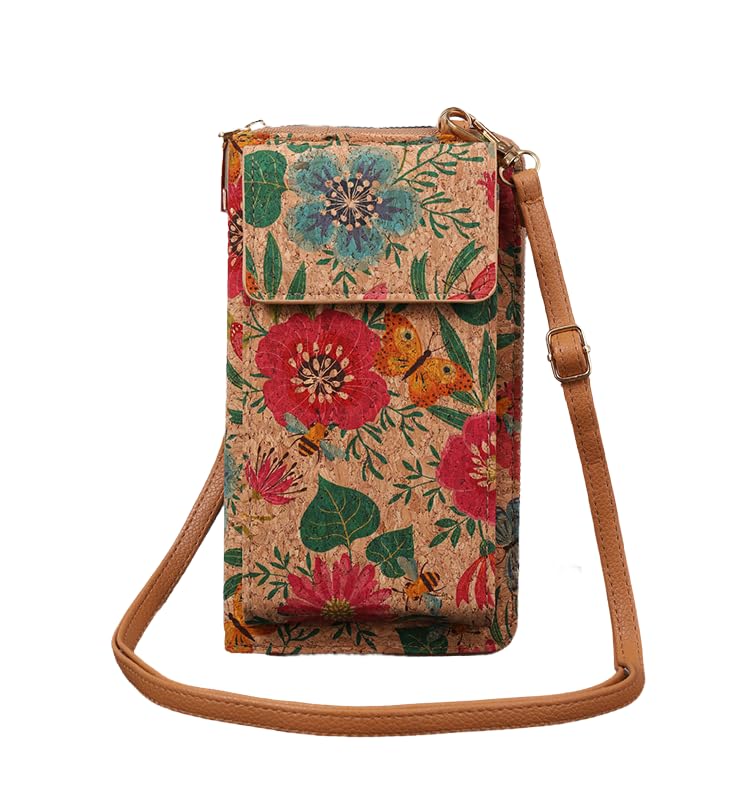 aolaso Étui en liège pour téléphone portable à suspendre, petit sac à bandoulière pour femme, étui de téléphone portable à suspendre avec fentes pour cartes, bandoulière avec bandoulière, Mod�le 1, S