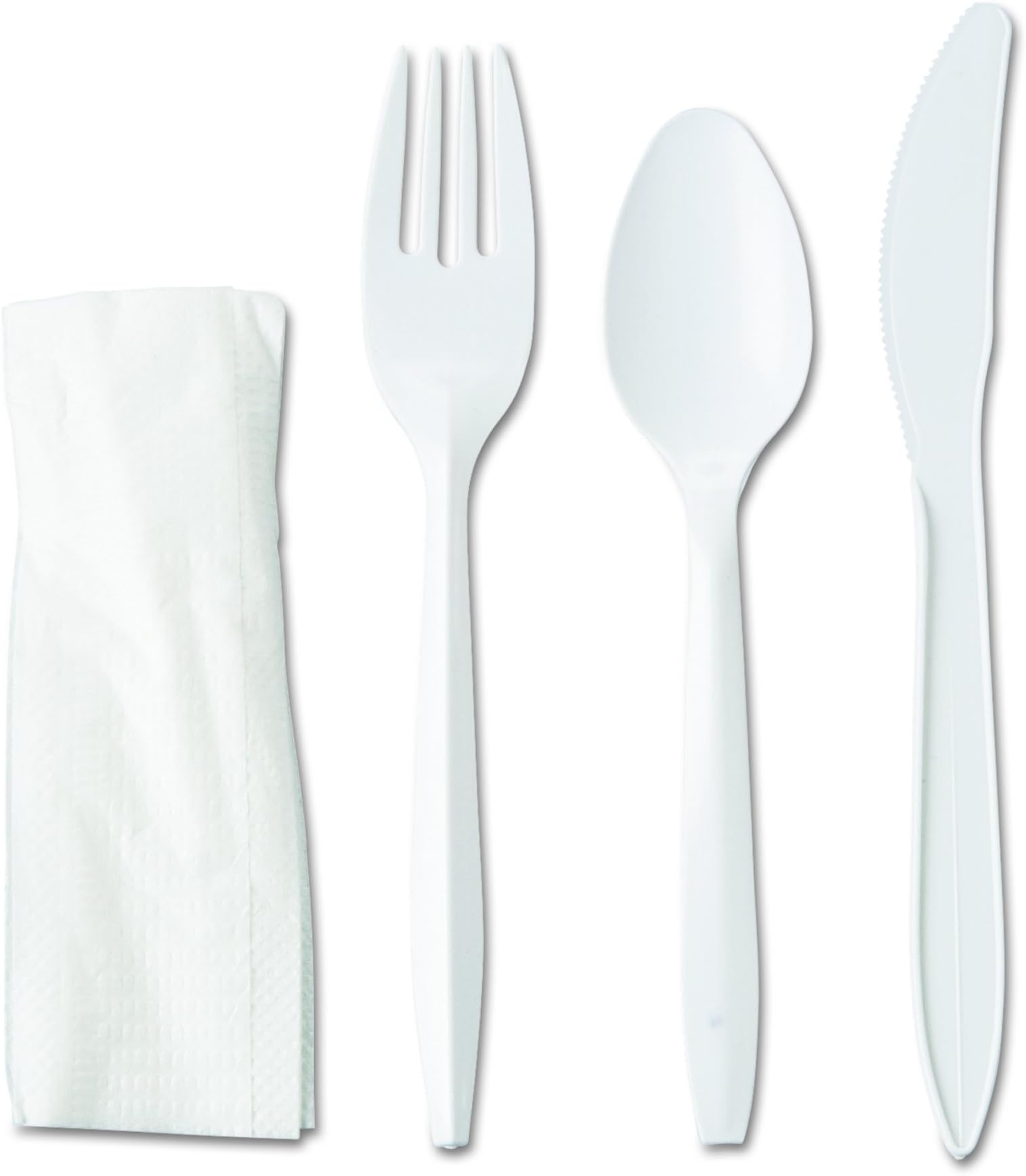 GEN 4KITMW Wrapped Cutlery Kit, Fork/Knife/Spoon/Napkin, White (Case of 250)