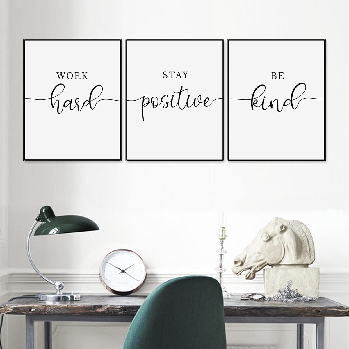 Work Hard Stay Positive Be Kind Office Wall Decor Inspirational Quotes Office Wall Art Office Decor Set of 3 Prints 11X14INCH UNFRAMED
