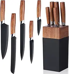 Elyblo Jogo de Facas com Suporte, Conjunto de Facas de 6 Peças, Grande Variedade de Faca de Cozinha, Kit de Faca Afiadas