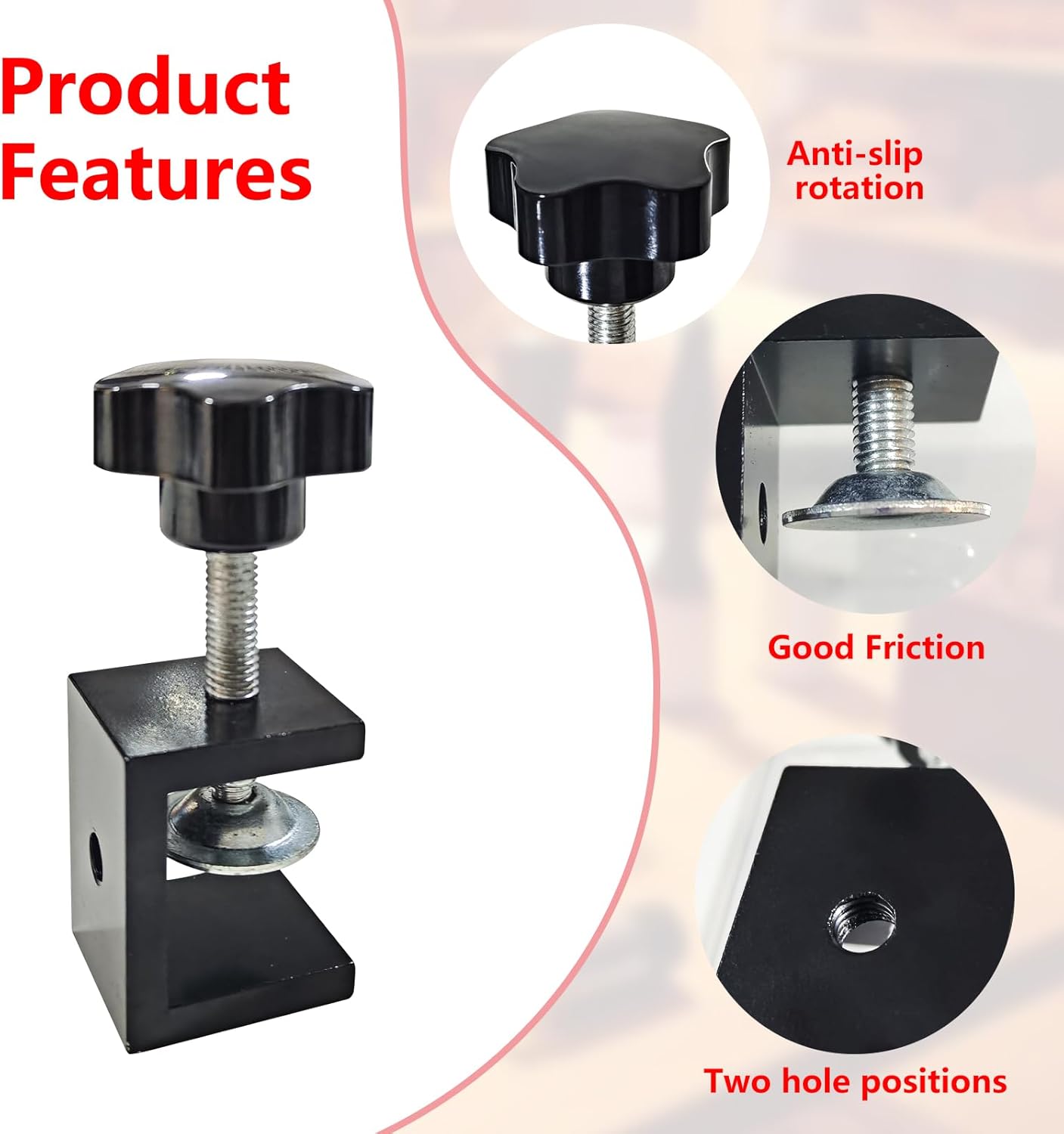 4 Pack Heavy Duty Aluminum C-Clamp,1 Inch Tiger Clamp Woodworking Clamp,Desktop Mount Holder Stand, Base Stand Mounting Accessory Woodworking Welding and Construction