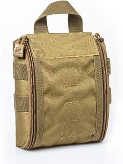 MOLLE EMT IFAK Pouch Tactical First Aid Bag Trauma First Aid Responder Medical Bag Utility Bag Military Tactical Emergency Compact Small Army Pouch for Outdoor Hiking Camping Trekking Hunting (Tan)