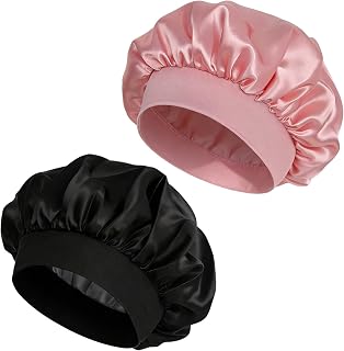 Satin Silk Bonnet for Sleeping, 2Pcs Soft Elastic Hair Bonnets for Men and Women