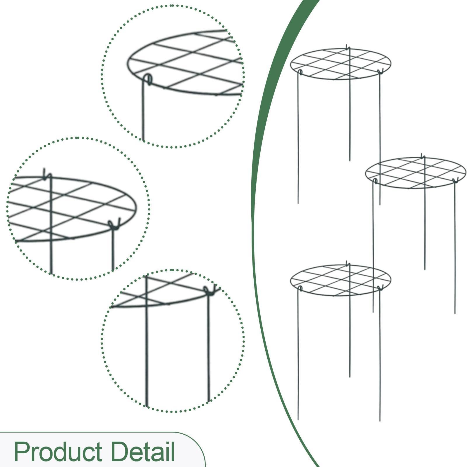 Lot de 3 Cages et Supports pour Pivoines, Tuteurs en Métal pour Plantes de Jardin, Pratiques pour La Croissance des Plantes D'extérieur et, Grille