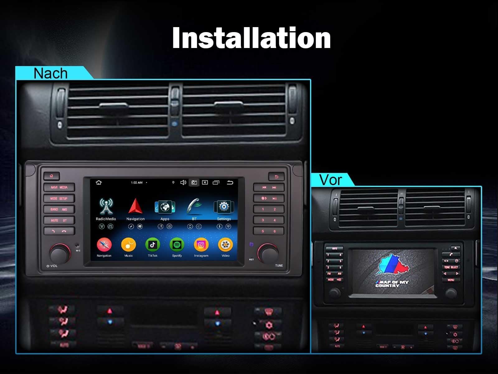 Erisin 8-Kern 4GB+64GB Android 16 Autoradio Bluetooth für BMW 5 Series 5er E39 M5 7 Zoll GPS Navi IPS Touchscreen Unterstützt Wireless CarPlay Android Auto DAB+ Radio DSP A2DP WiFi OBD2 Canbus FM