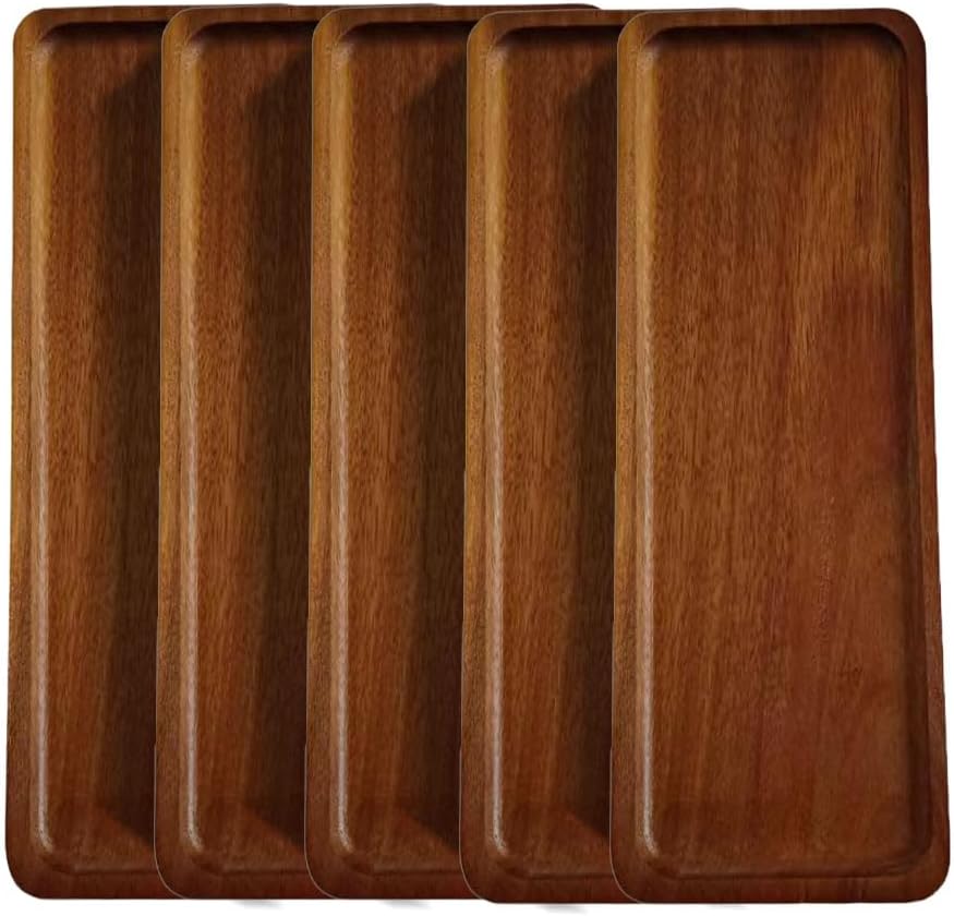 Set of 5 Acacia Wooden Trays Oval Serving Tray Wooden