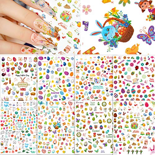 FLOFIA 8 Blatt Nagelsticker Ostern Selbstklebend Nagelaufkleber Ostern Nail Art Tipp Sticker Decals DIY Dekoration für… – Bild 5