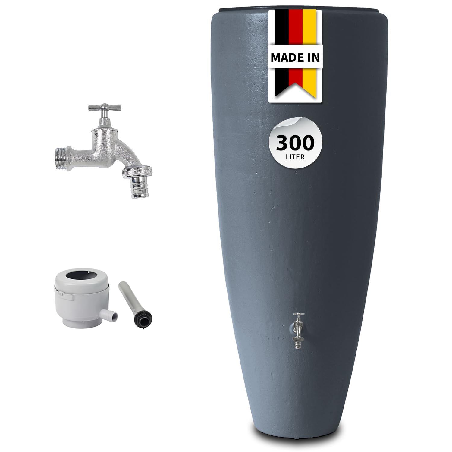 GARANTIA 2in1 Regentonne Komplett-Set 300 Liter Graphite Grey inkl.