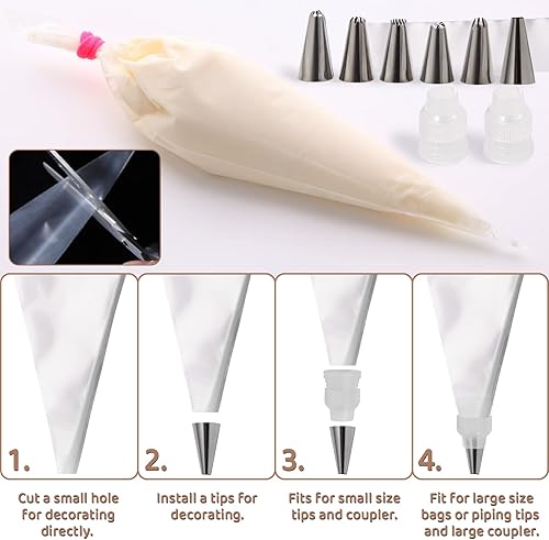 Miniatura 6 de Bolsas grandes para decoración de pasteles, bolsa de pastelería de 16 pulgadas, bolsa de pastelería desechable, juego de bolsas de pastelería para