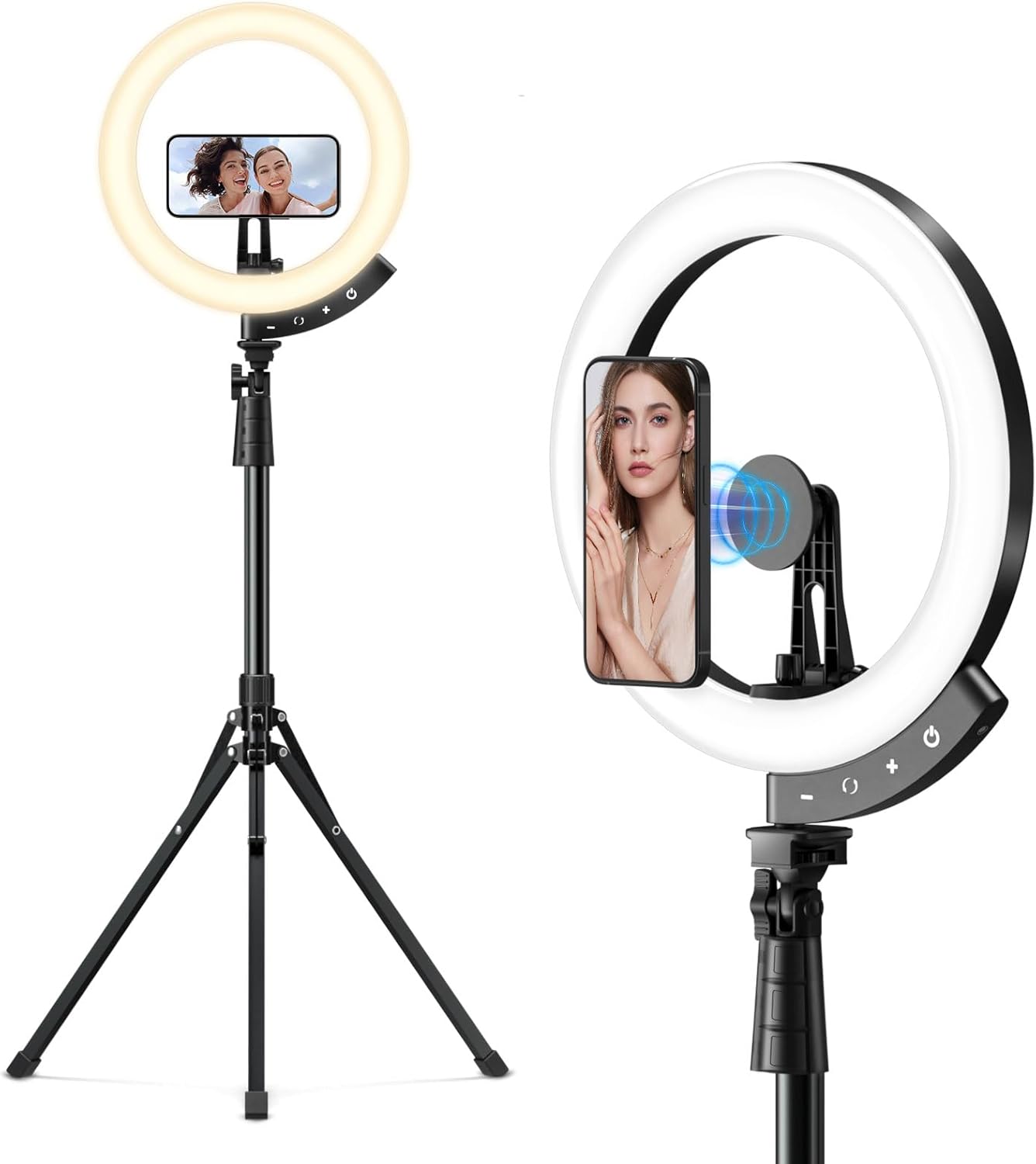 Eicaus 12" Magnetic Ring Light with 67" Tripod Stand, Selfie Light with iPhone Stand for Recording, Compatible with Cellphones for Live Streaming