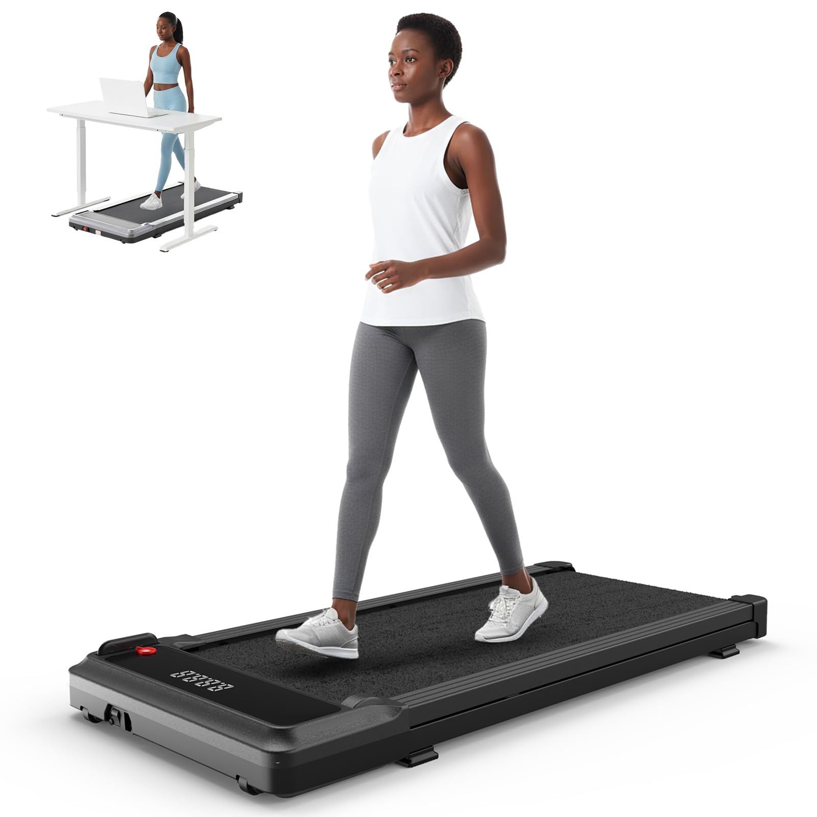 NEWBULIG Walking Pad Treadmill for Home, Lightweight Walk Machine with Remote Control and LED Display, Portable Treadmill Under Desk for Walking, Jogging, Running