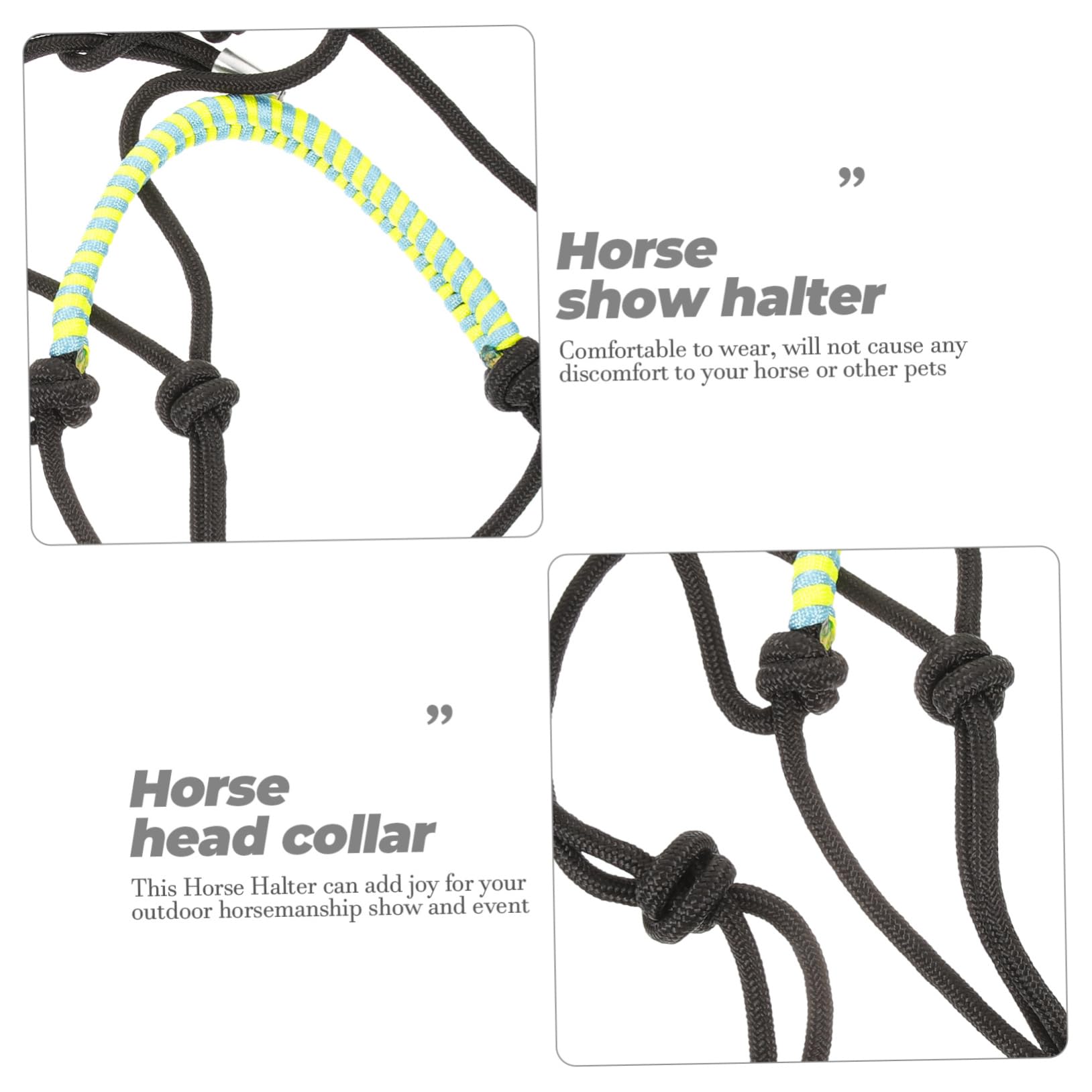 TOYANDONA Verstellbares Pferdehalfter aus Nylon Schwarz Strapazierfähig und Bequem für Pferdetraining Reitvorführungen und Pferdezubehör Zufällige Farbe
