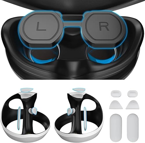 KingSpec Protector de lente y controlador PS VR2 almohadilla de silicona antideslizante, accesorios PSVR2 para controlador de sentido y auriculares,