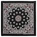 100% Cotton Western Paisley Bandanas (22” x 22”) Made in USA - Red and White on Black Single Piece 22x22 - Use For Handkerchief, Headband, Cowboy Party, Wristband, Head Scarf - Double Sided Print