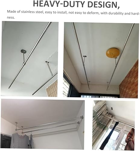 Miniatura 6 de Zerodeko Barra de tensión de grúa de poste, barra de tensión, barra de cortina de techo, barras de cortina para ventanas, soporte de barra de