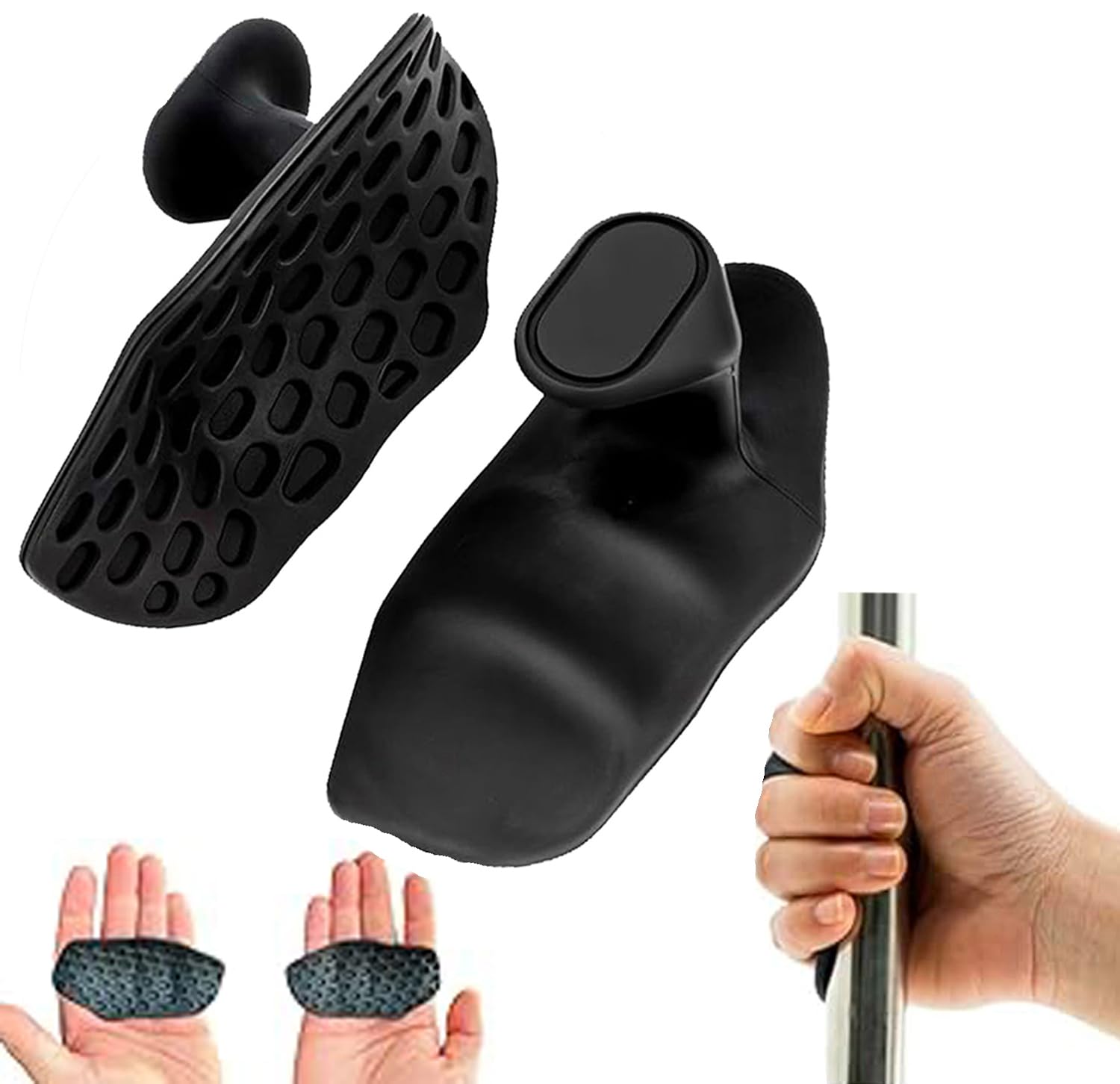 Rubber Weight Lifting Grip for Men - Lifting Hook Straps for Gym Deadlifiting | Gym Gloves for Men Women Anti Slip Grip | Dumbbell Barbell Grip (Black)-picture-11