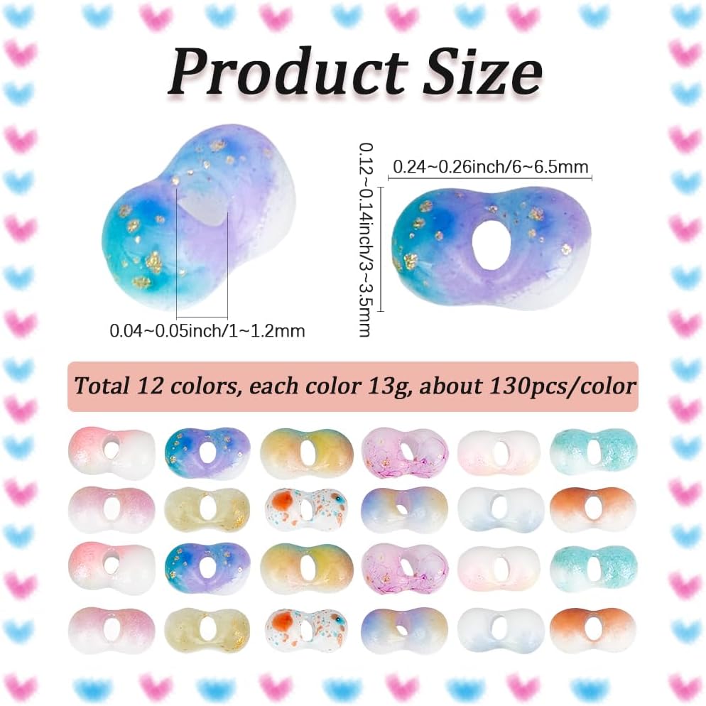 1560pcs 12 Colors Small Seed Beads Kit Glass Seed Bead 6 x 3mm Mini Colorful Peanut Shape Round Hole Baking Paint Bean Adult Spacer Bead Set for Jewelry Making Necklaces Bracelets Adults