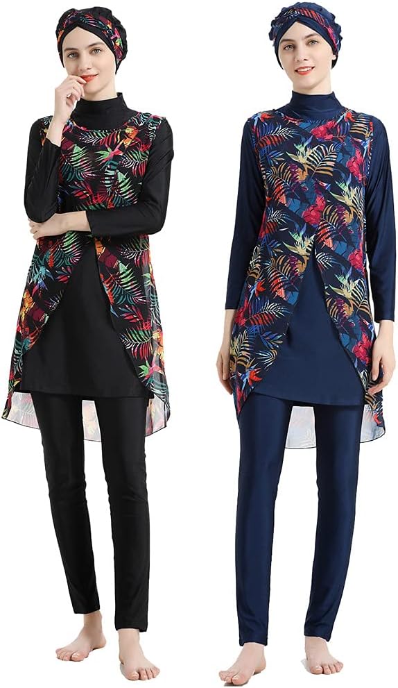 Floral Modesty Swimwear Muslim Swimsuits for Women Burkini Beachwear Tankini Swimming Suit 4 Pcs Swimming Costume