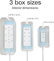 Vista 4 de Oxford Cable Management Boxes, 3 Pack, Small, Medium, Large, 15 Cable Ties (Hook & Loop, Silicone,Twist Ties), Power Strip Organizer, White (27800)
