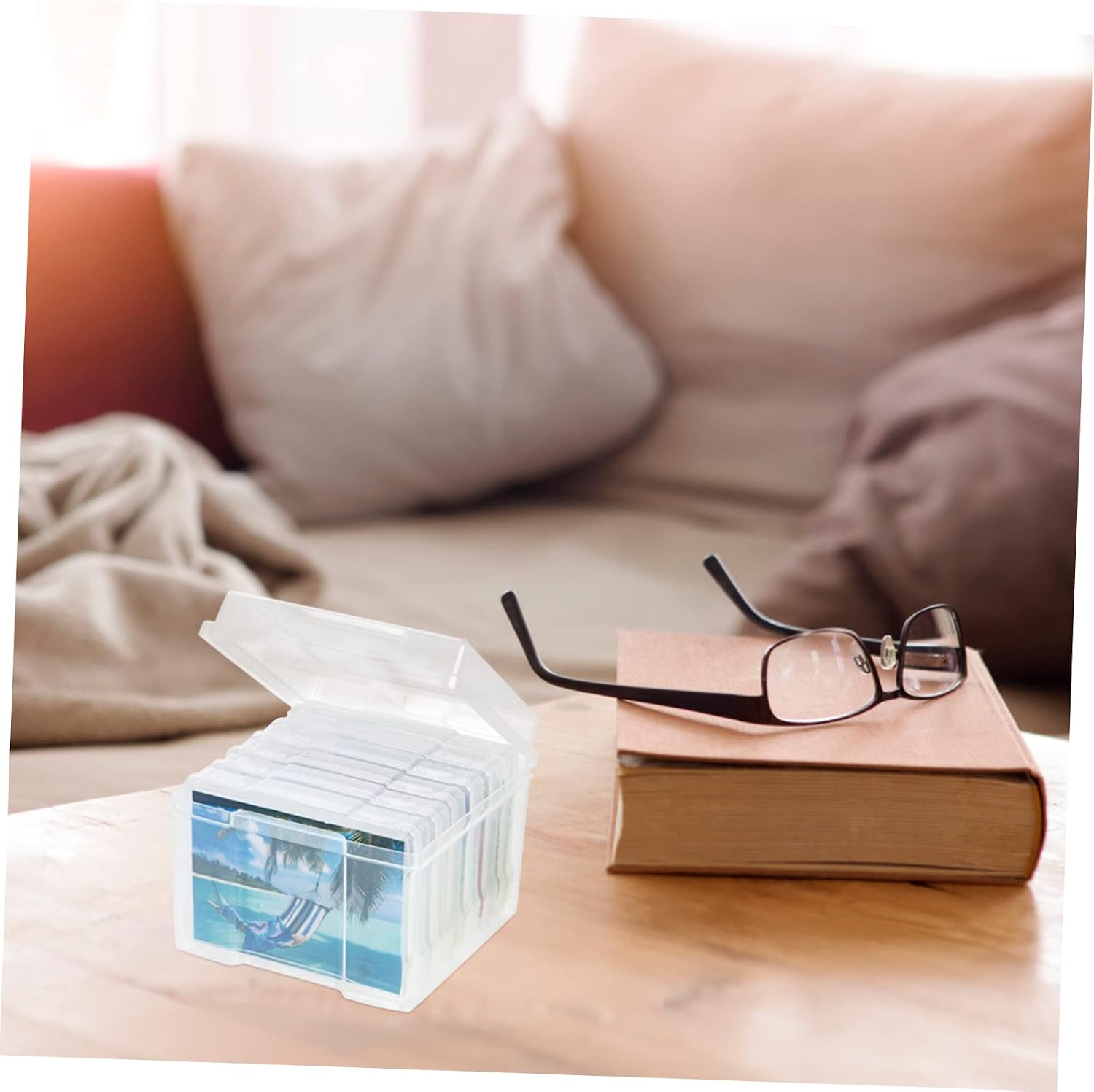 STOBOK Photo Box Keeper Sturdy Plastic Craft Organizer Set for Greeting Cards Storage