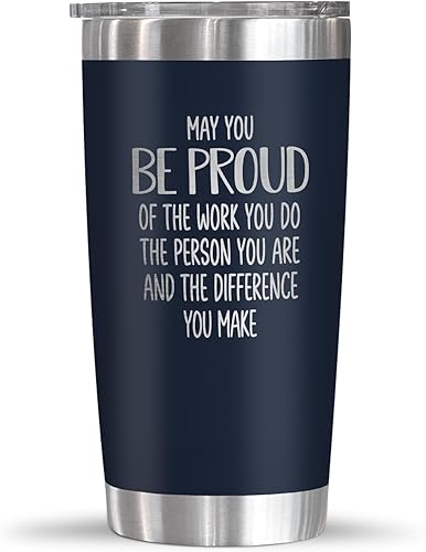 OASSIE Regalos de agradecimiento para hombres y mujeres, vaso de café aislado de acero inoxidable de 20 onzas Proud of You, regalos de Armada -