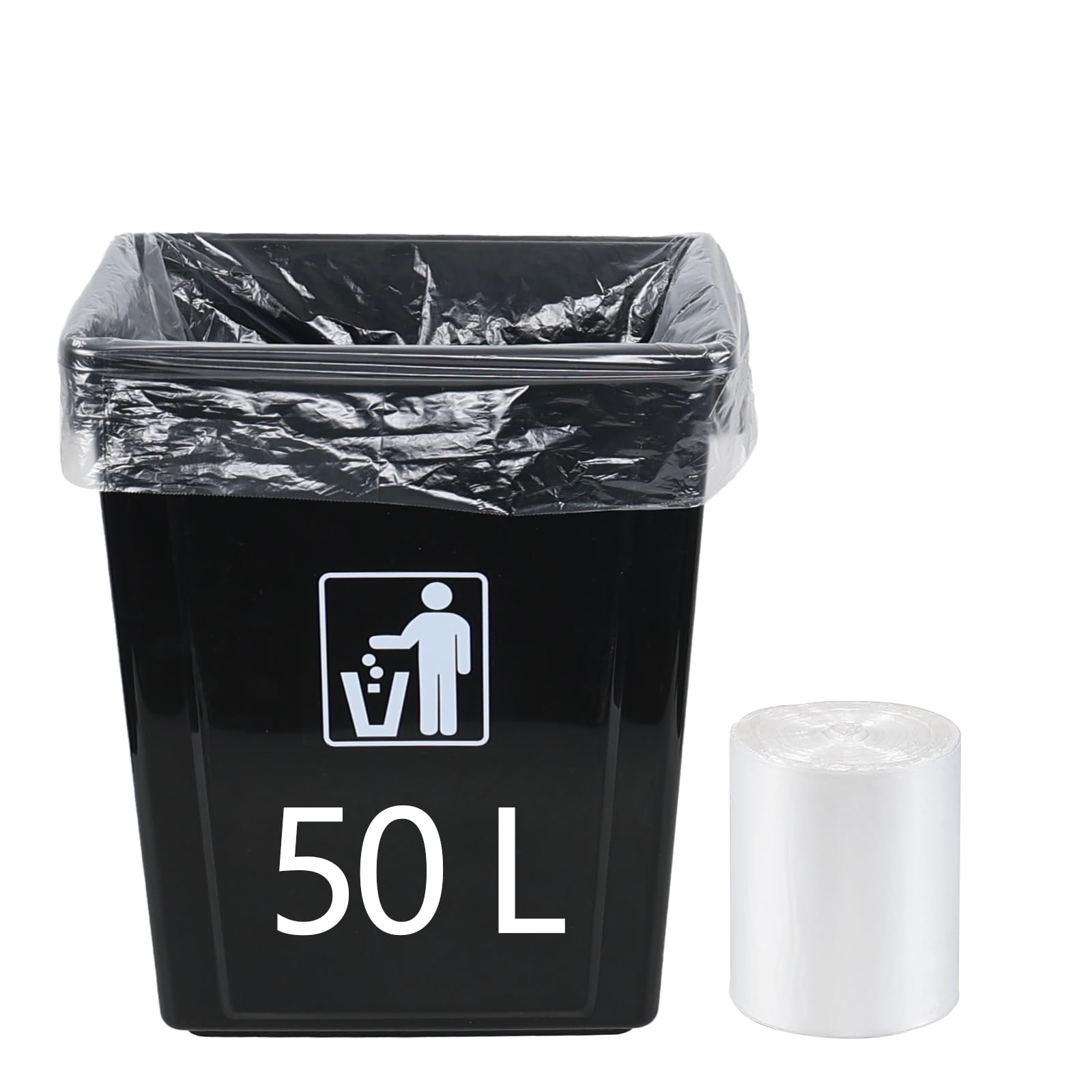 Sac poubelle transparent 50l lot de 90 rouleaux pour tri selectif