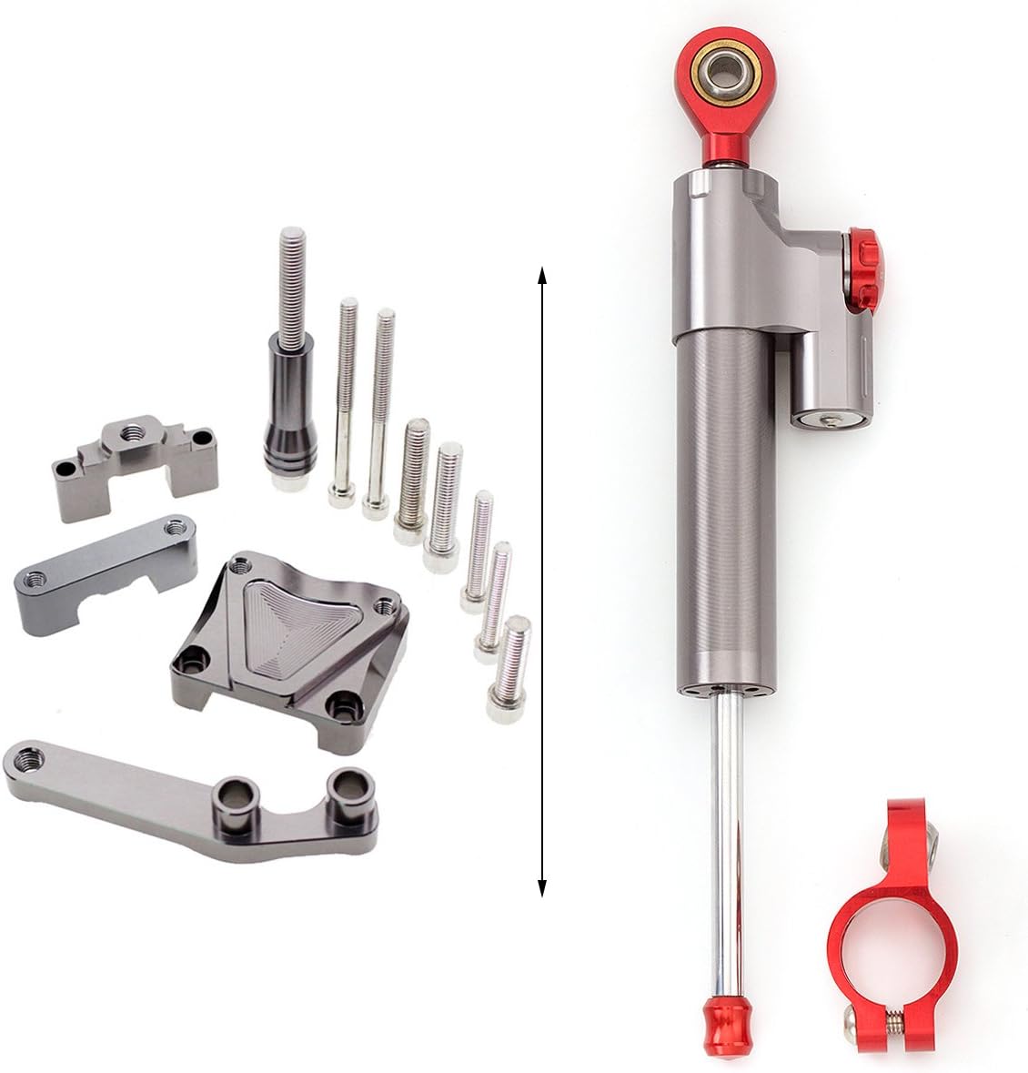 FXCNC Motorcycle CNC Steering Damper Stabilizer Buffer Control Bar With Mounting Bracket Kit Full Set Compatible with EX300 NINJA 250 300R ZX300R ZX250R 2013-2020